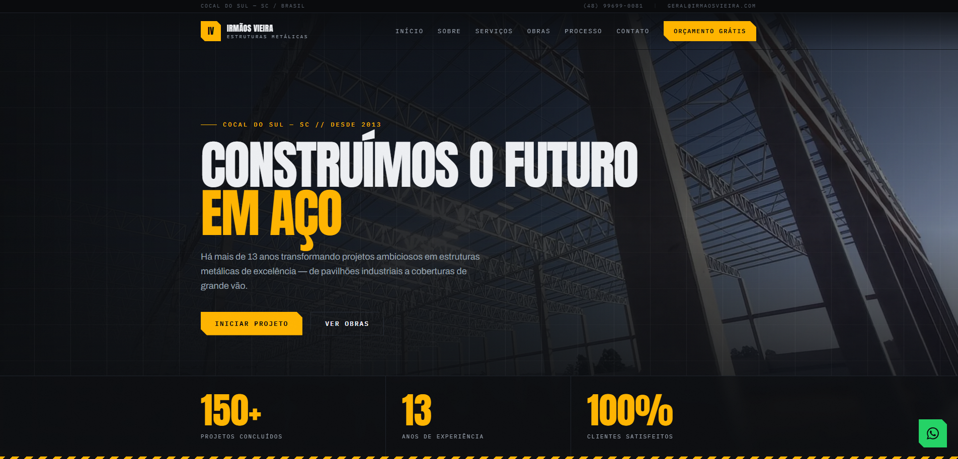 Página inicial do website de Irmãos Vieira
